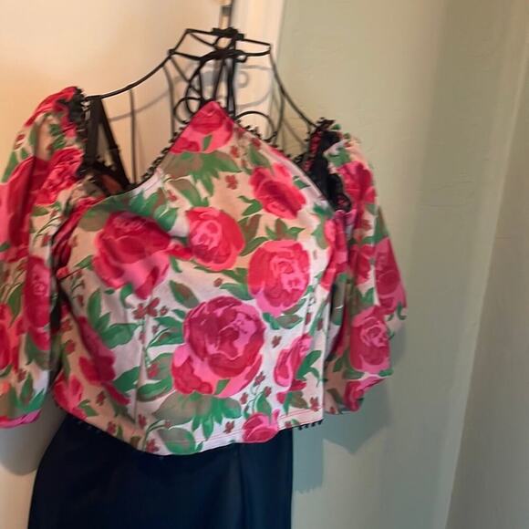 Anthropologie Frida Off The Shoulder Halter Top Red Rose L - Picture 4 of 10